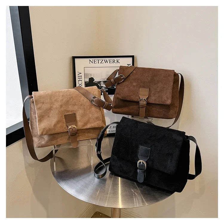 Casual suede sling handbag