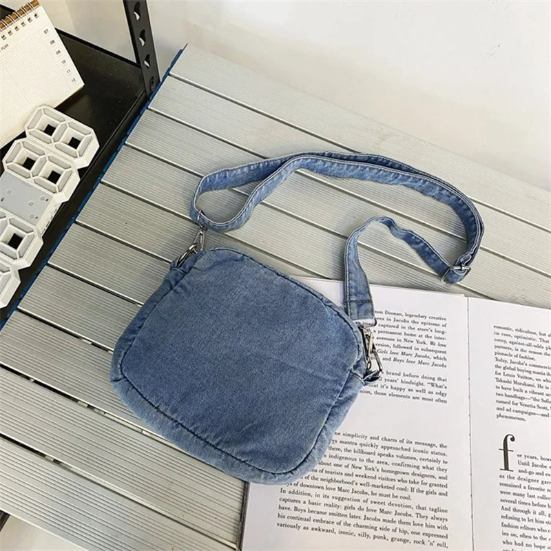 Soft denim crossbody handbag