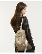 Modern leather backpack for women