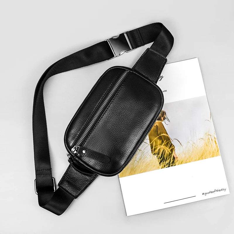 Zip-top leather belt bag