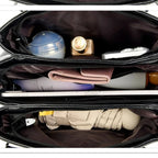 Leather handbag with detachable shoulder strap
