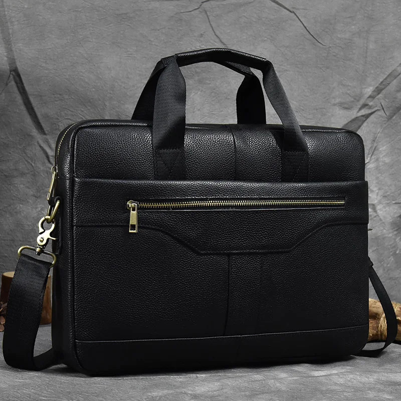 Structured leather laptop case