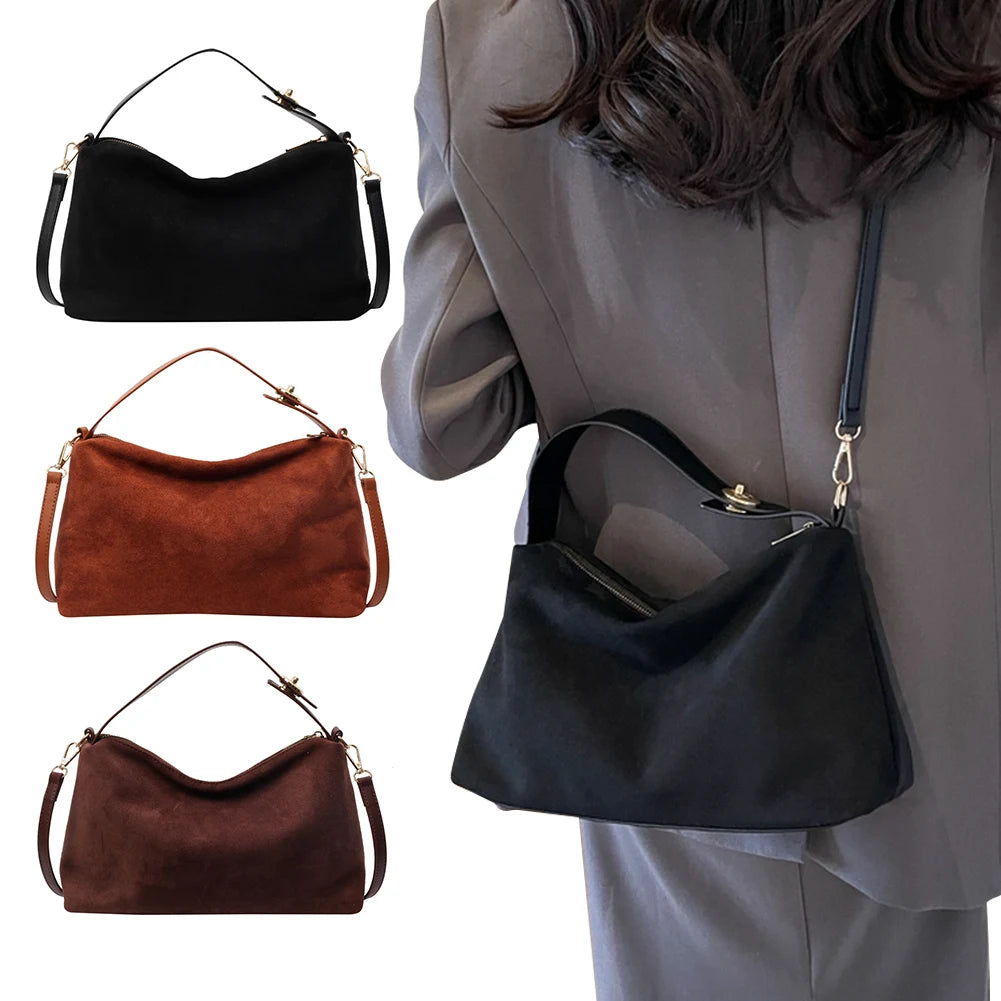 Suede shoulder handbag