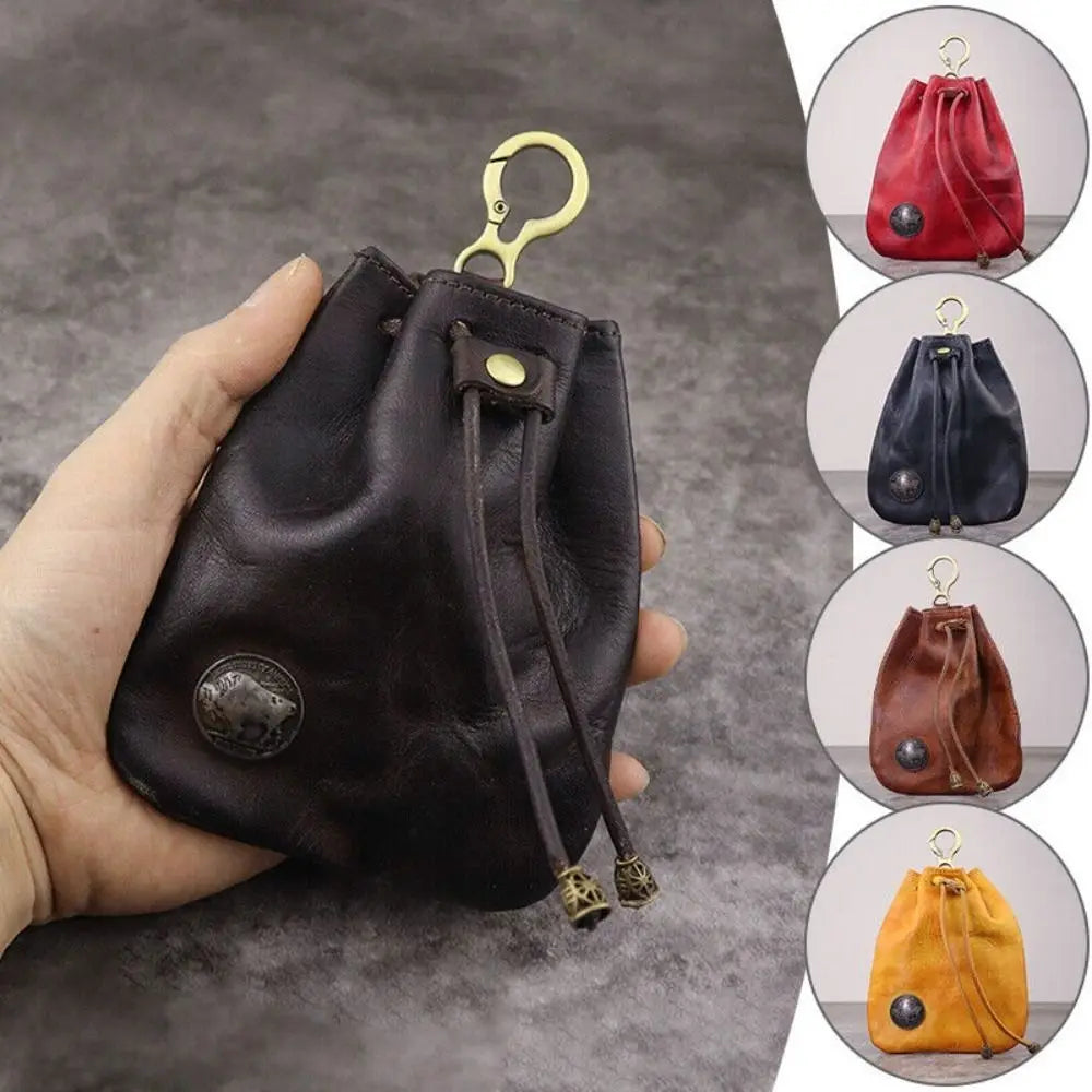 Soft leather drawstring pouch