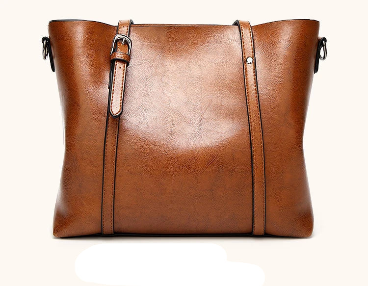 Large leather tote bag with zipper