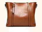 Large leather tote bag with zipper