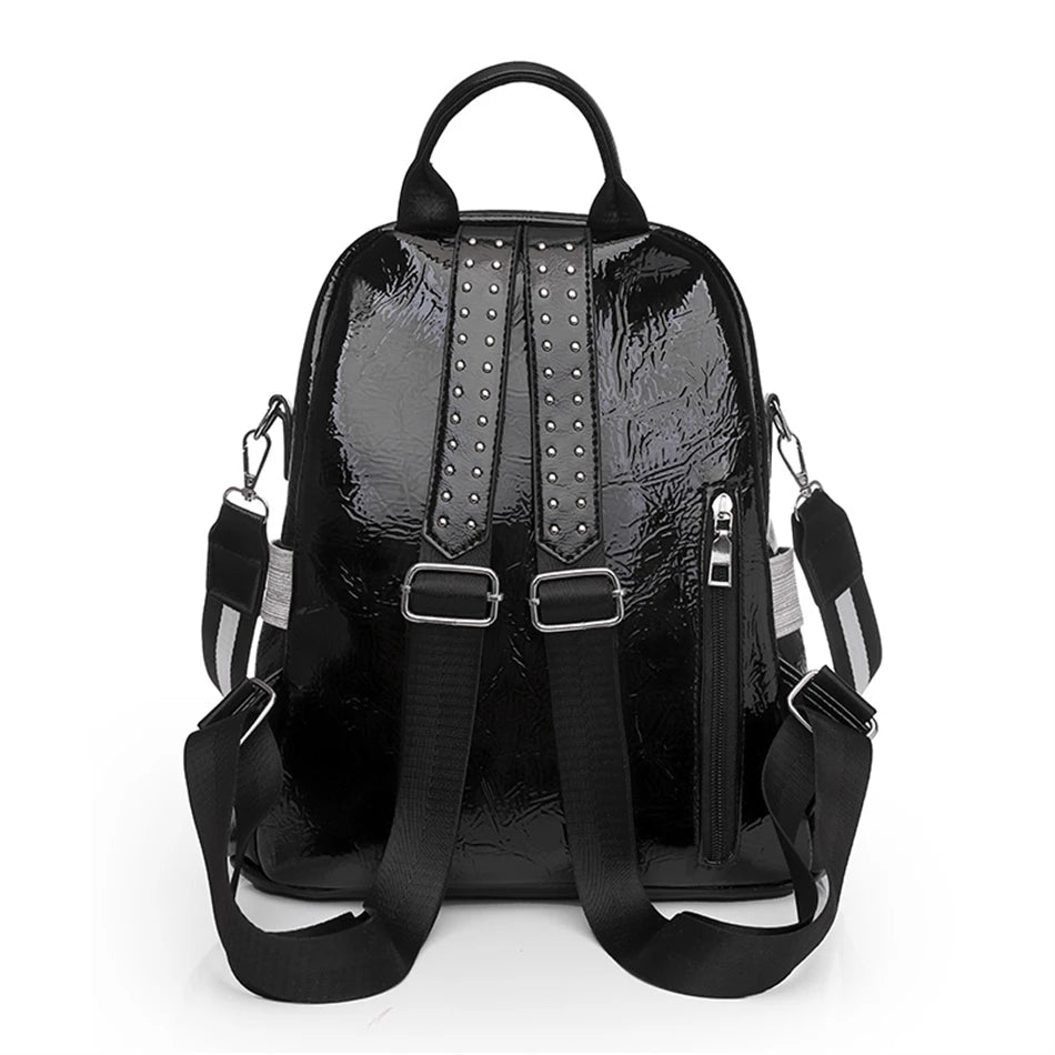 Women’s black leather backpack