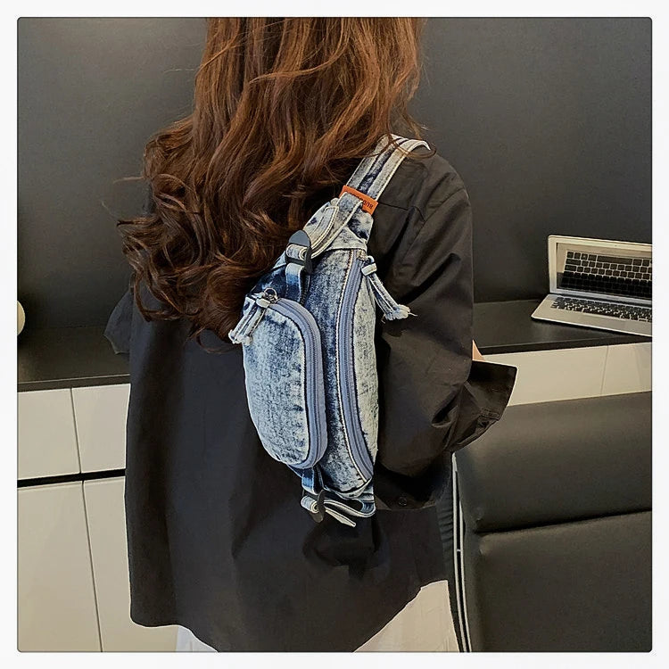 Denim waist bag