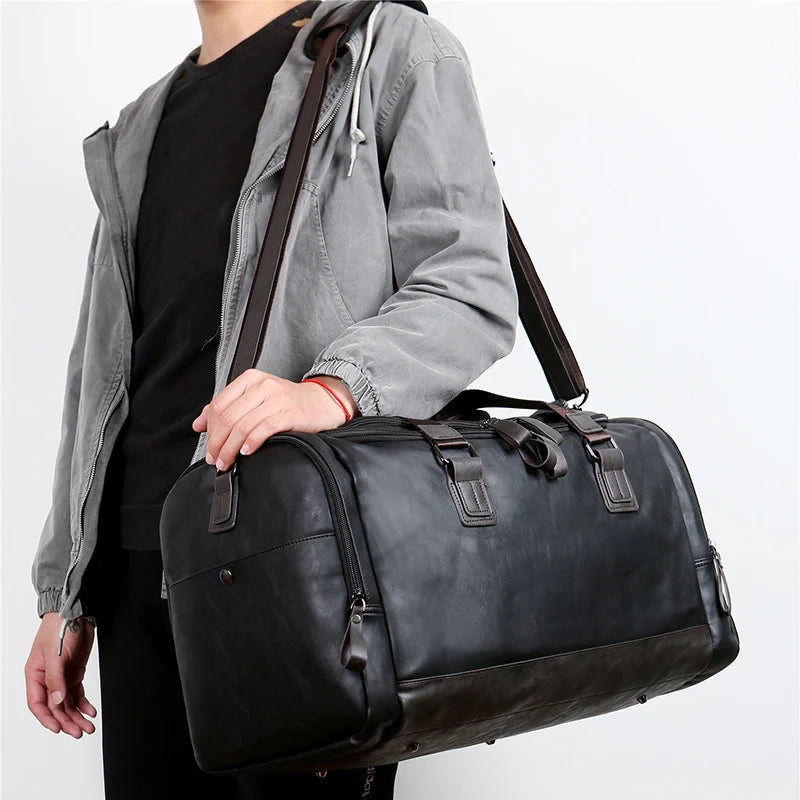 Convertible leather duffle bag
