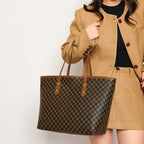 Large capacity leather shoulder tote bag