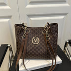 Shoulder leather tote bag with zipper