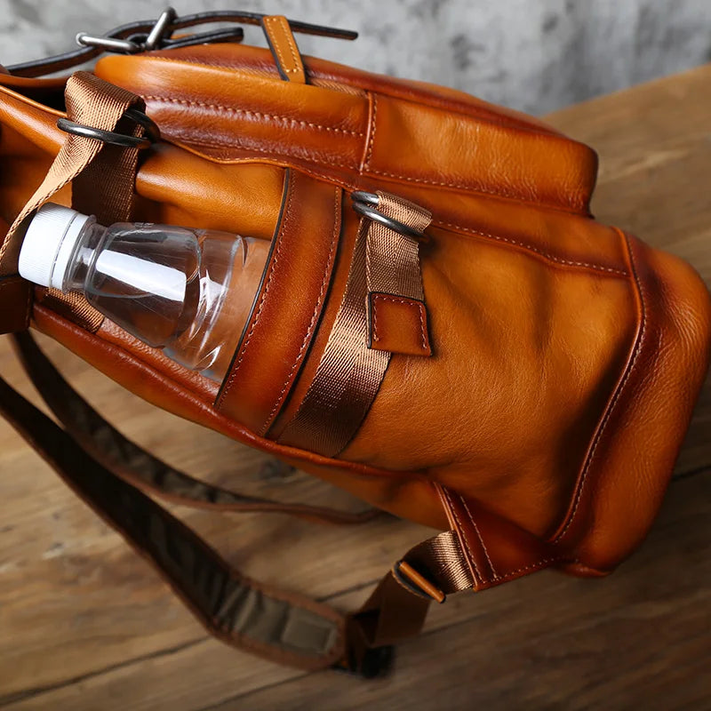 Heavy-duty leather rucksack