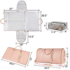Foldable women's travel leather duffle bag