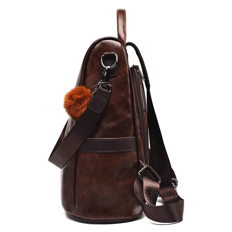 Vintage leather backpack for women