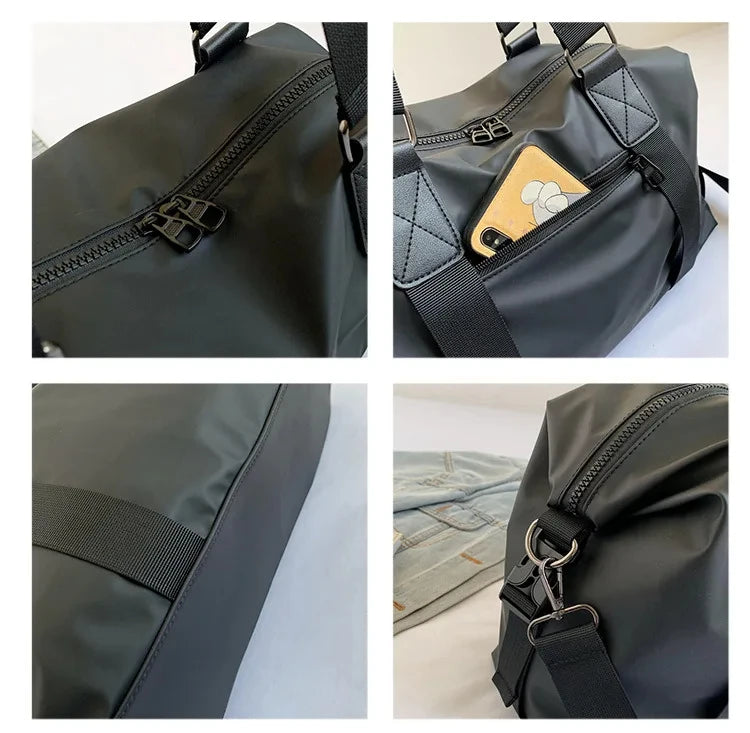 Black grey sports duffel bag