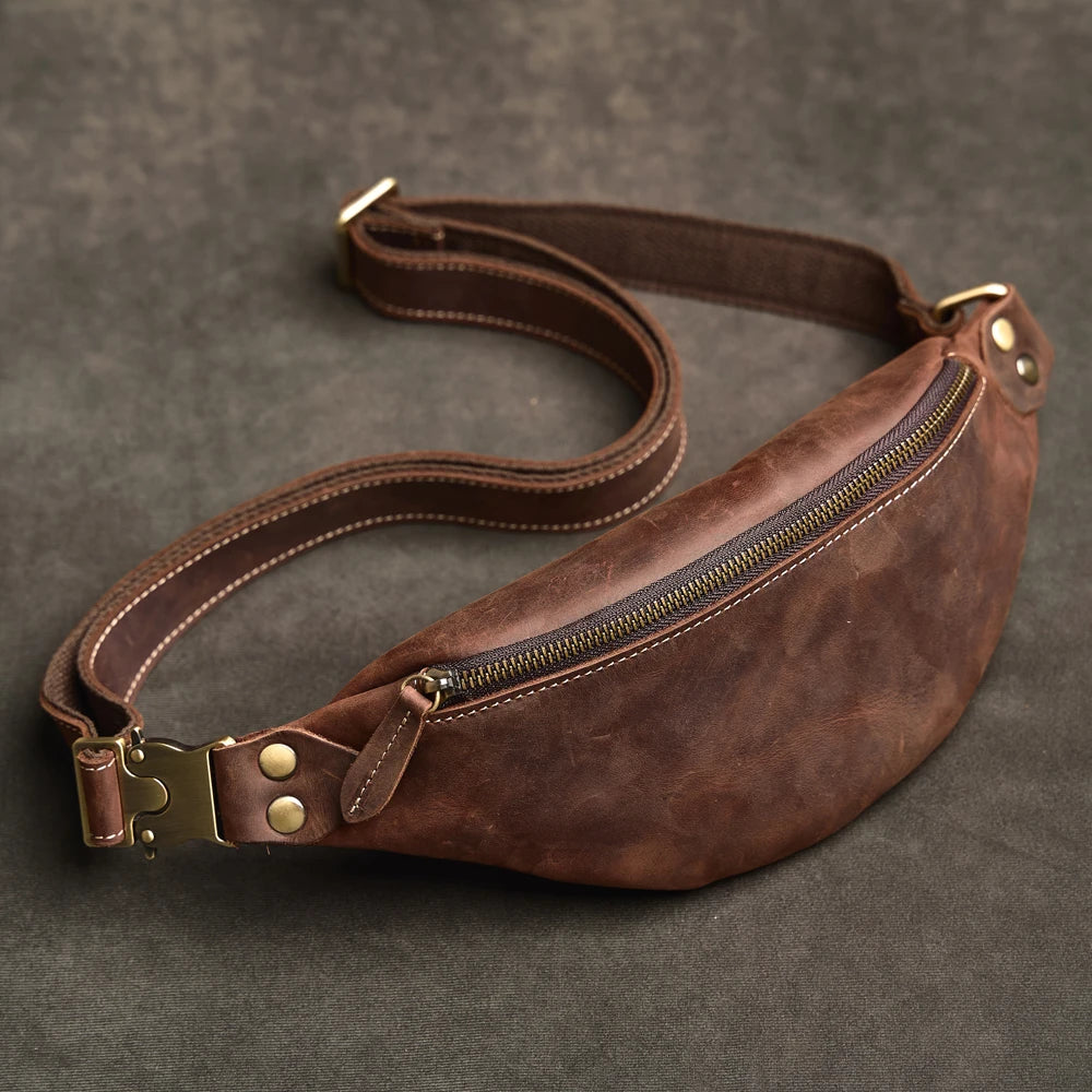 Streetwear-style leather bum bag