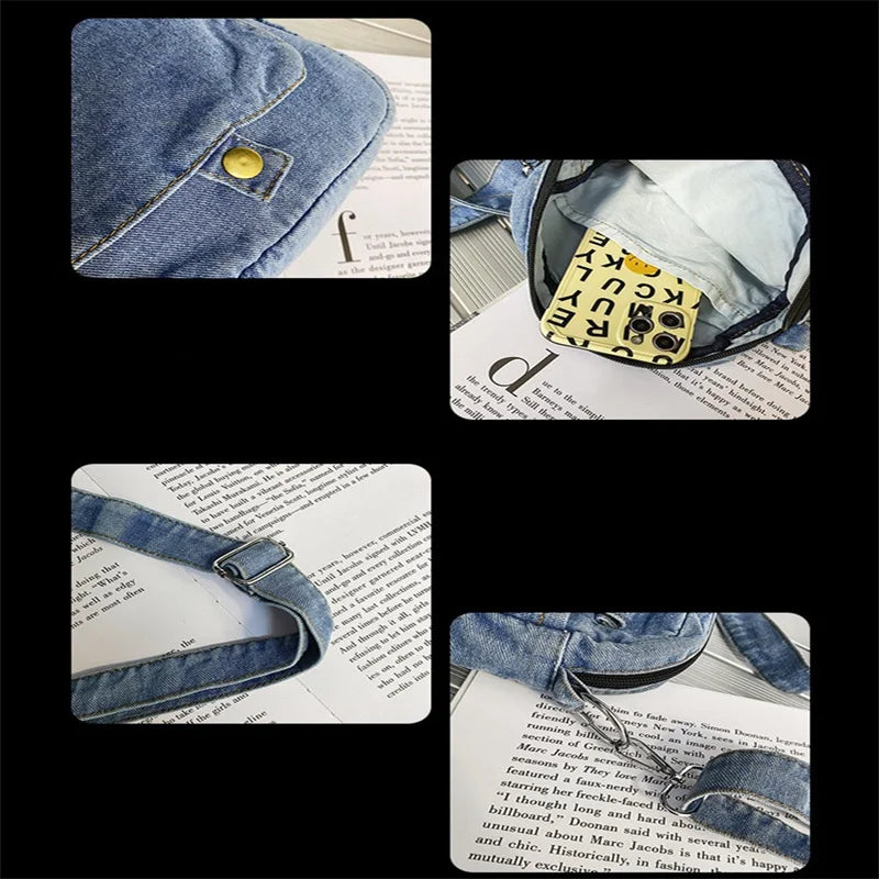 Soft denim crossbody handbag