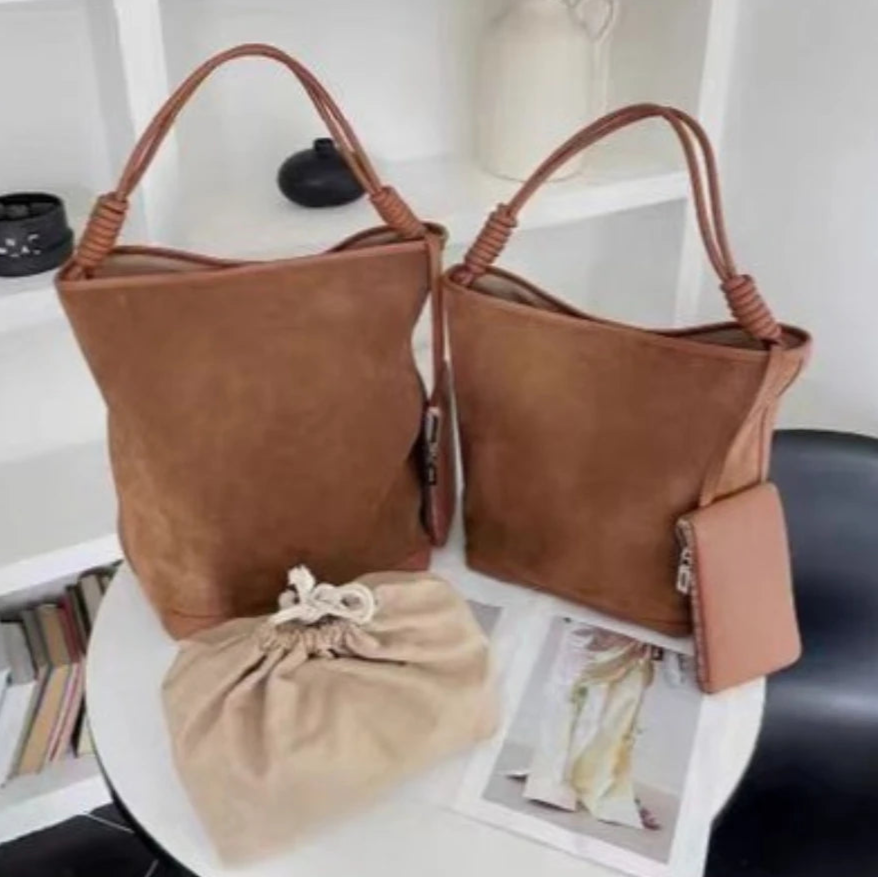 Suede shopper handbag