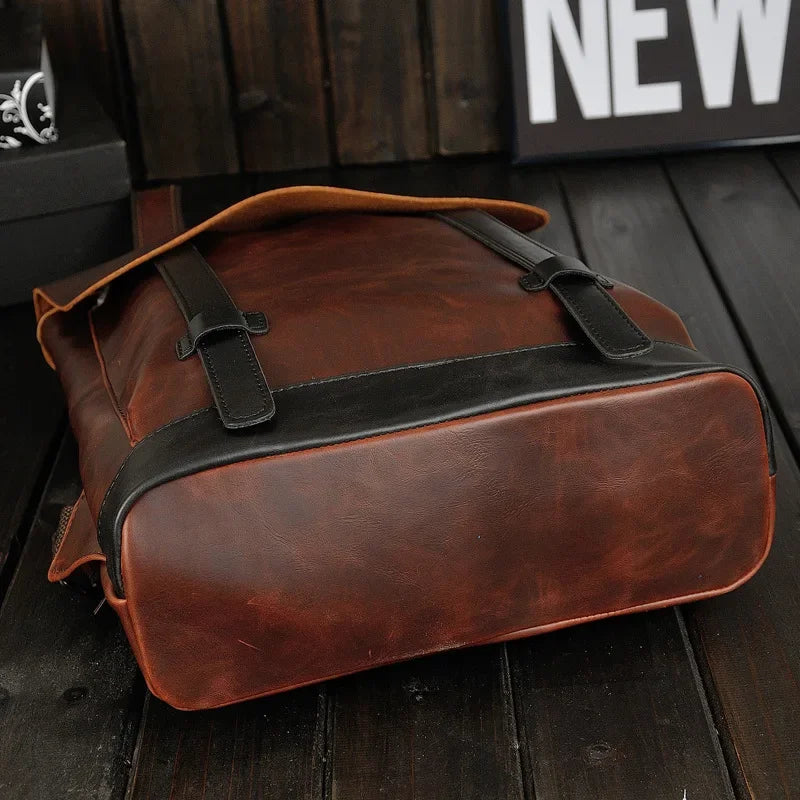 Retro men's  leather backpack