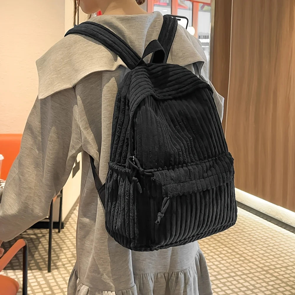 Versatile corduroy backpack