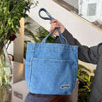 Denim tote bag with soft handles