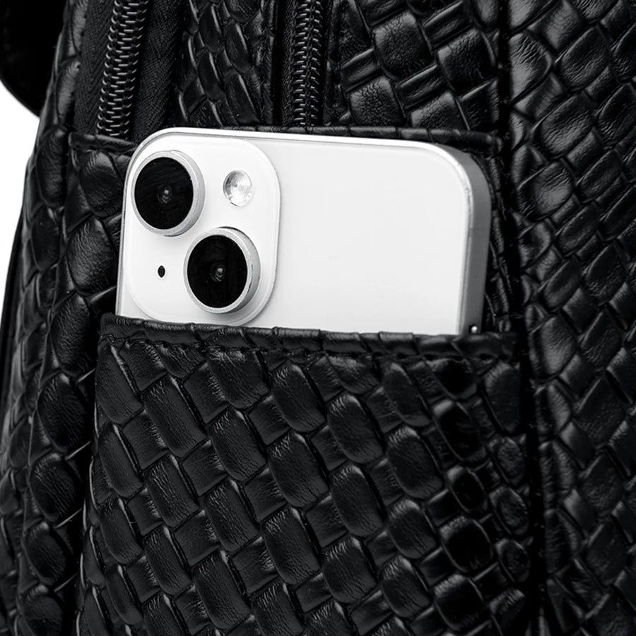 Everyday black leather backpack