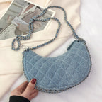 Quilted denim handbag