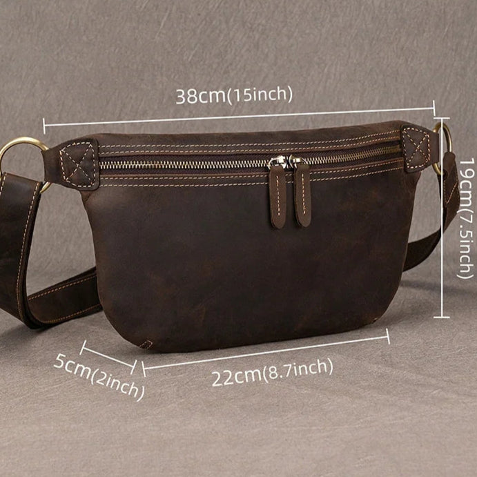 Elegant men leather bum bag