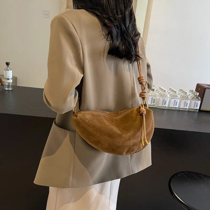 Women suede hobo bag