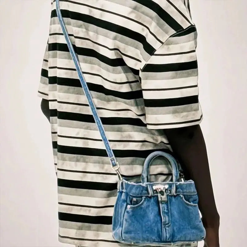 French-style  denim handbag