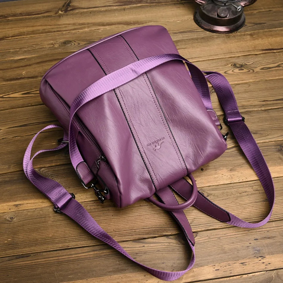 Soft leather backpack for women