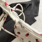 corduroy handbag with strawberry print
