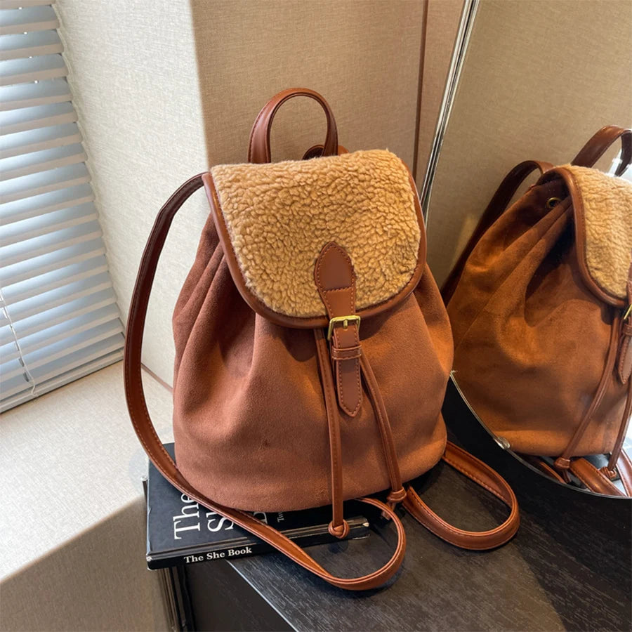 Classic suede backpack for women