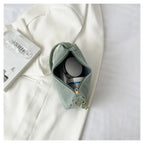 Corduroy handbag set with soft chain handle