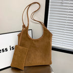 Foldable suede tote for shopping