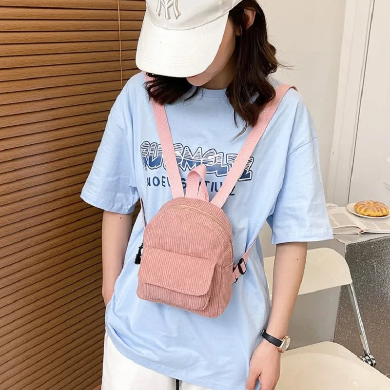 Mini corduroy backpack