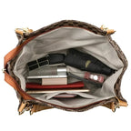 Shoulder leather tote bag with zipper