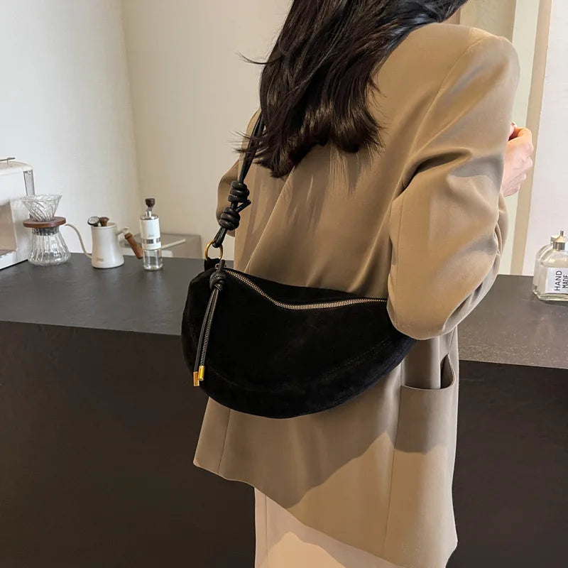 Women suede hobo bag