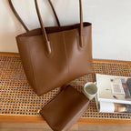 Functional leather tote bag