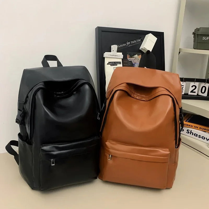Functional leather backpack