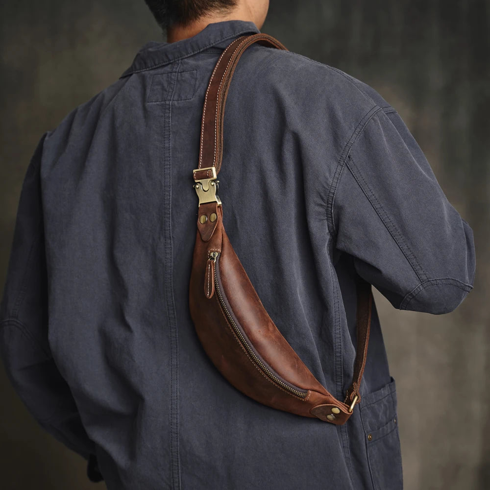 Streetwear-style leather bum bag