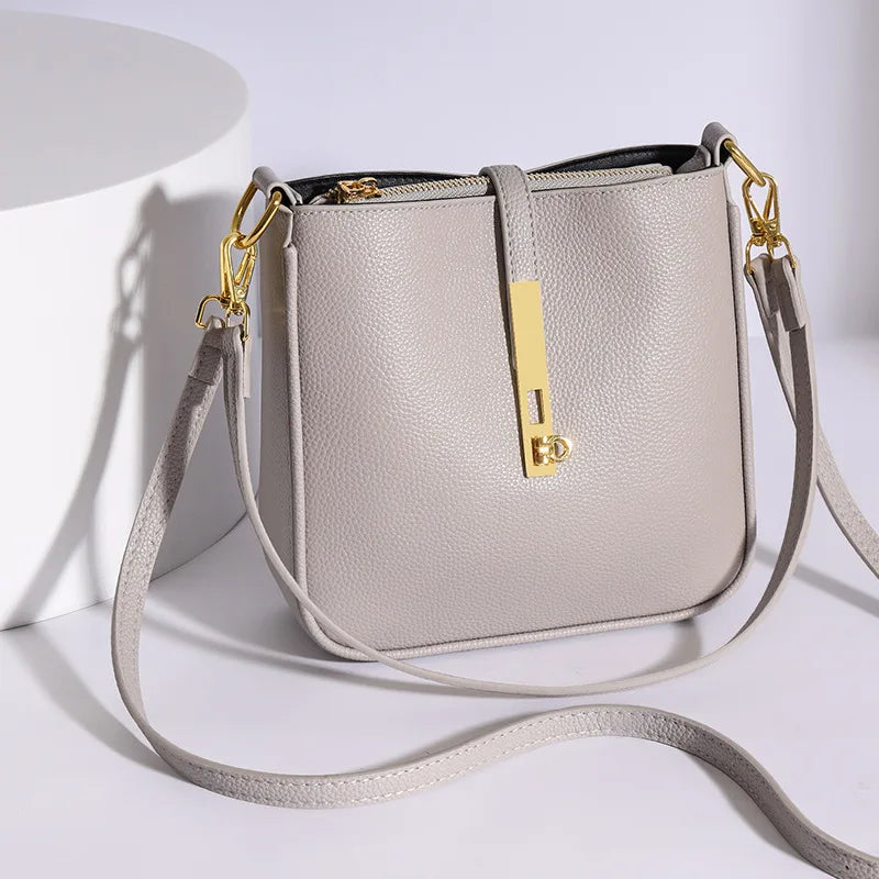 Functional leather crossbody bag