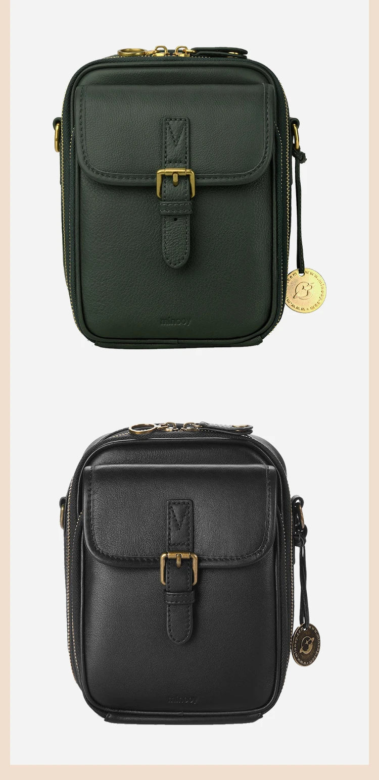 Structured small leather crossbody bag