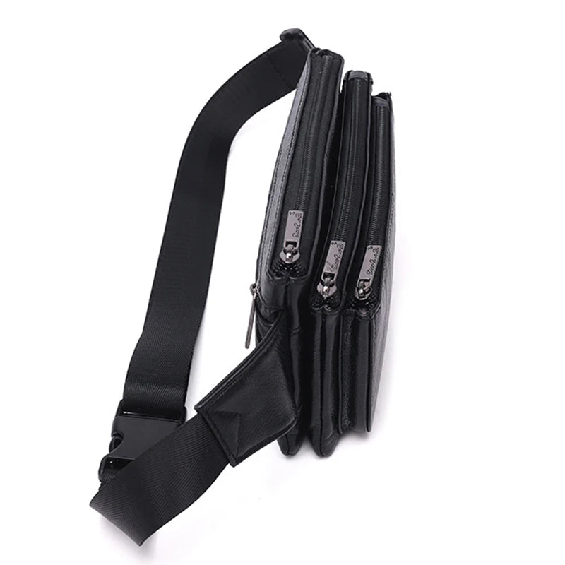 Wide-strap leather bum bag