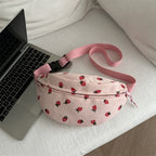 Strawberry corduroy belt bags for women