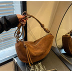 Large suede shoulder purse