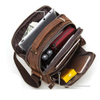 Compact leather crossbody satchel