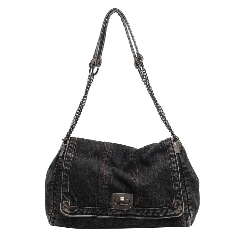 Large capacity denim handbag