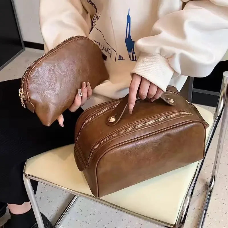 Soft leather toiletry case
