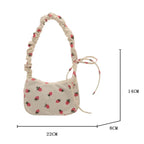 corduroy handbag with strawberry print